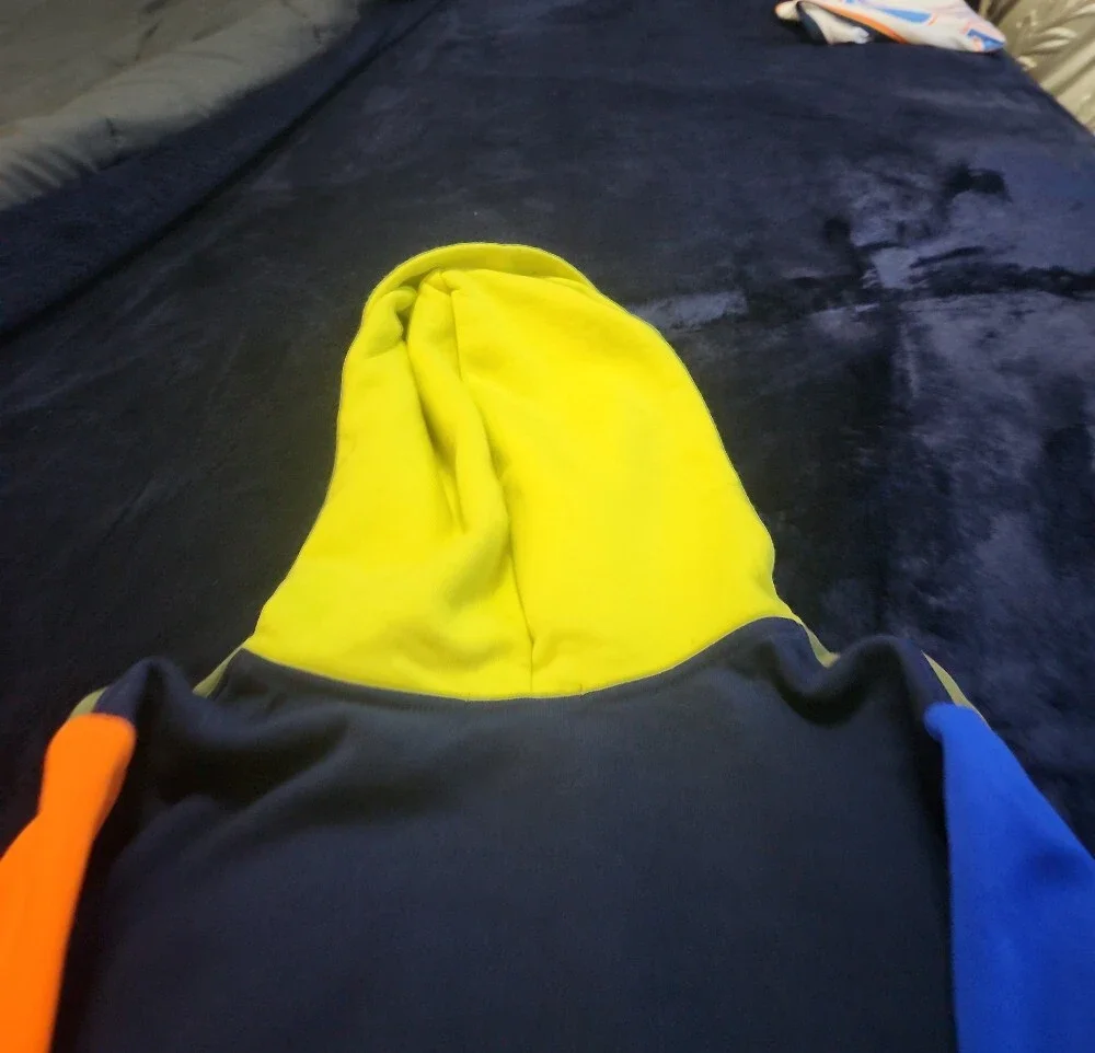 Polo by Ralph Lauren Olive Colorblock Polo Bear Hoodie with Neon Yellow Hood